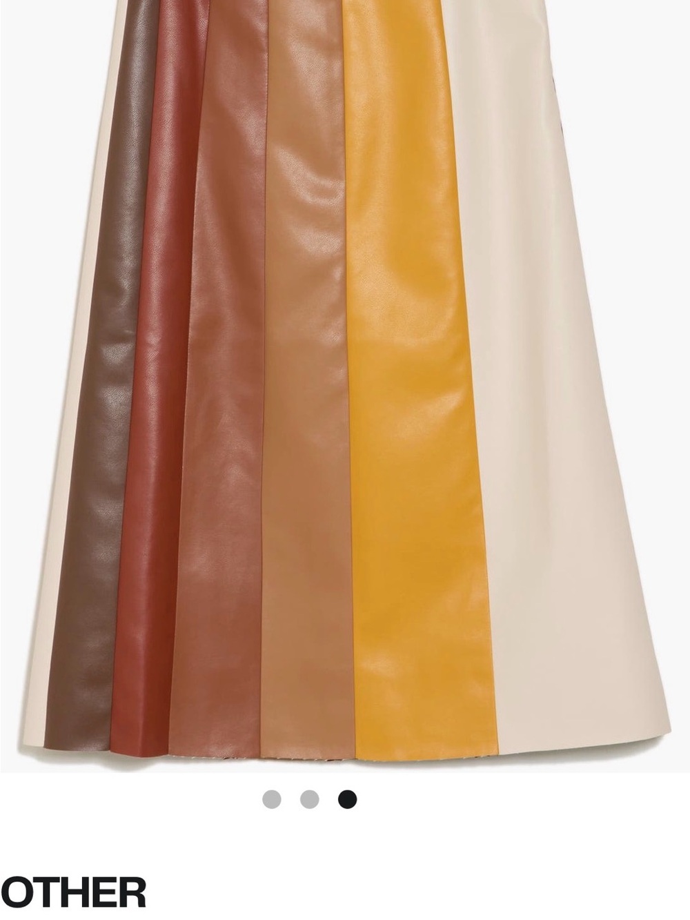 MOTHER Striped Leather Midi Skirt in Cream, Tan, Brown & Mustard - Picture 3 of 3